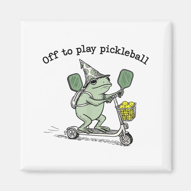 Wizard Frog Hold Racket Scooter Ride Off To Play P Magnet (Front)
