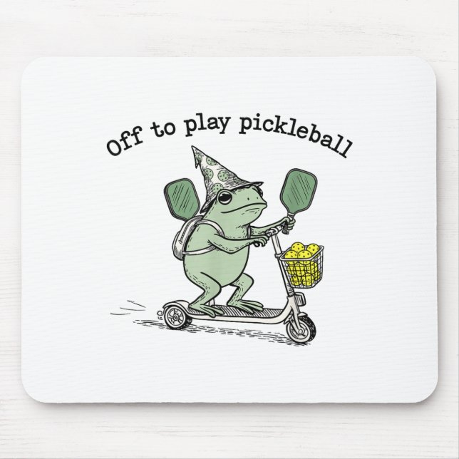 Wizard Frog Hold Racket Scooter Ride Off To Play P Mouse Pad (Front)
