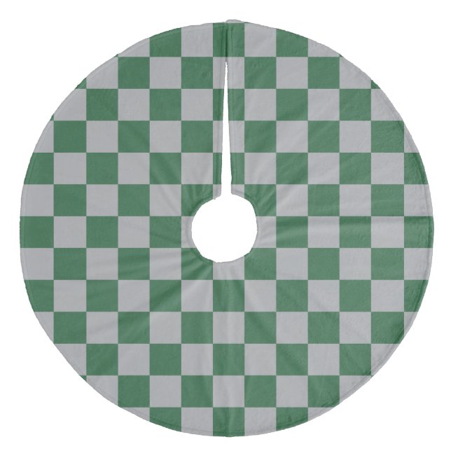 Wizard Green and Grey Chequered Fleece Tree Skirt (Front)