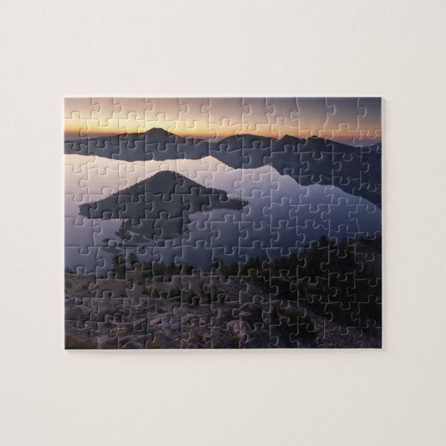 Wizard Island at dawn, Crater Lake National Park Jigsaw Puzzle (Horizontal)