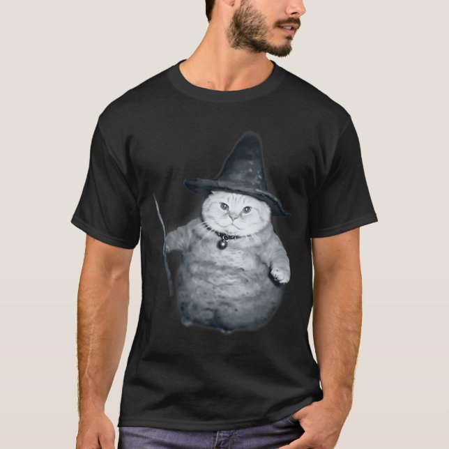 Wizard Kitten Meme Chonk Witch Cat Meme Stud Brain T-Shirt (Front)