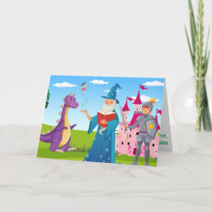 Wizard Knight Dragon Fairy Tale Kids Fab Colourful Card