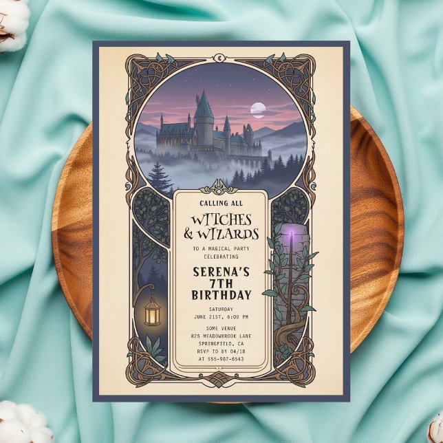Wizard Magical Moon Castle Birthday Invitation (Creator Uploaded)