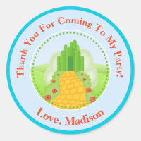 Wizard Of Oz Birthday Party Favour Stickers