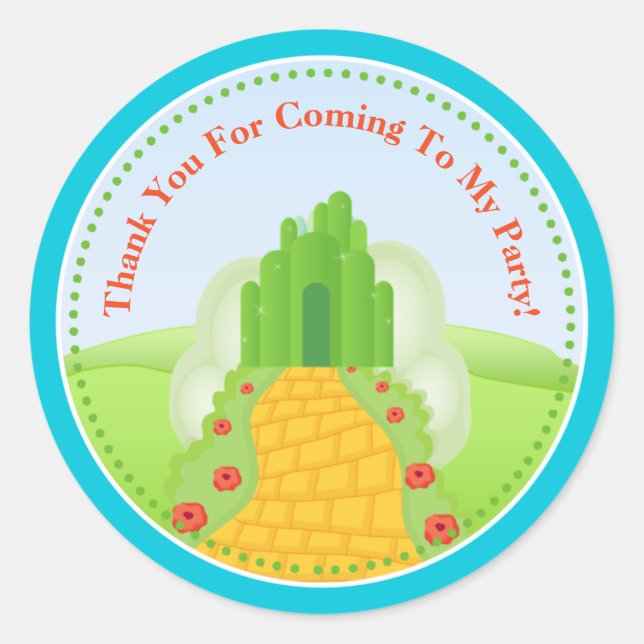 Wizard Of Oz Birthday Party Favour Stickers (Front)
