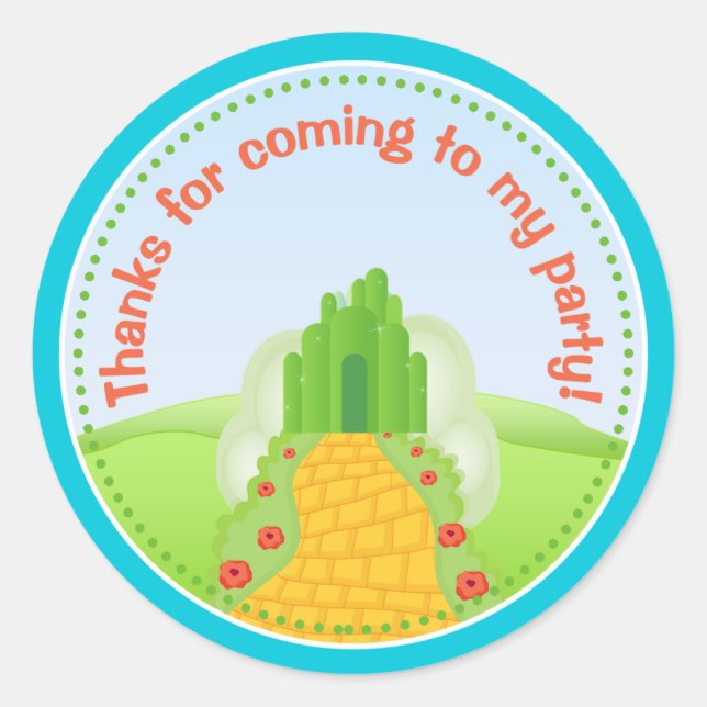 Wizard Of Oz Birthday Party Favour Stickers (Front)