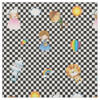 Wizard of Oz Characters on Black/White Chequered