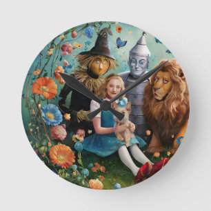 Wizard Of Oz - Dorothy, Tinman, Scarecrow & Lion Round Clock