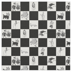 Wizard of Oz on Black and White Checkerboard Fabric