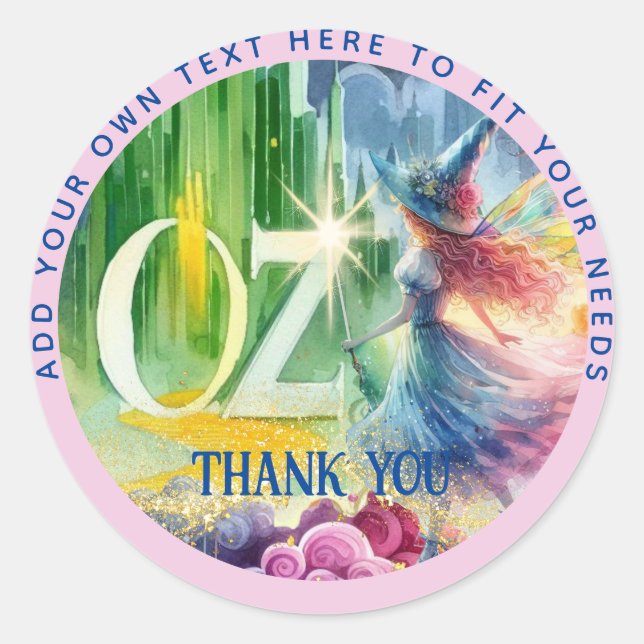 Wizard of Oz Party Thank You Good Witch Classic Round Sticker (Front)