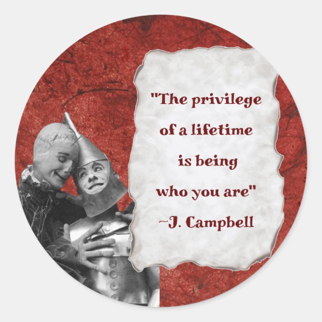 Wizard of Oz Quotes Campbell Red Gold Classic Round Sticker (Front)