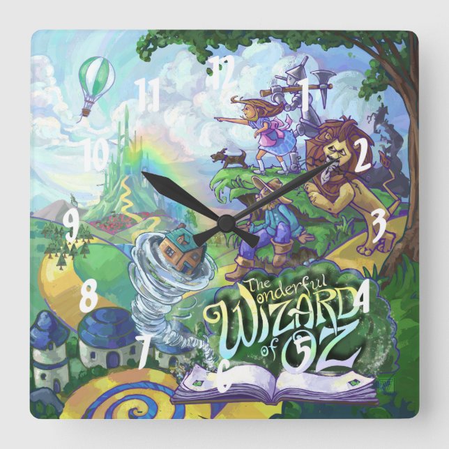 Wizard of Oz Square Wall Clock (Front)