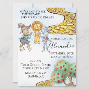 Wizard of Oz Theme Cute Illustrated Story Invitation