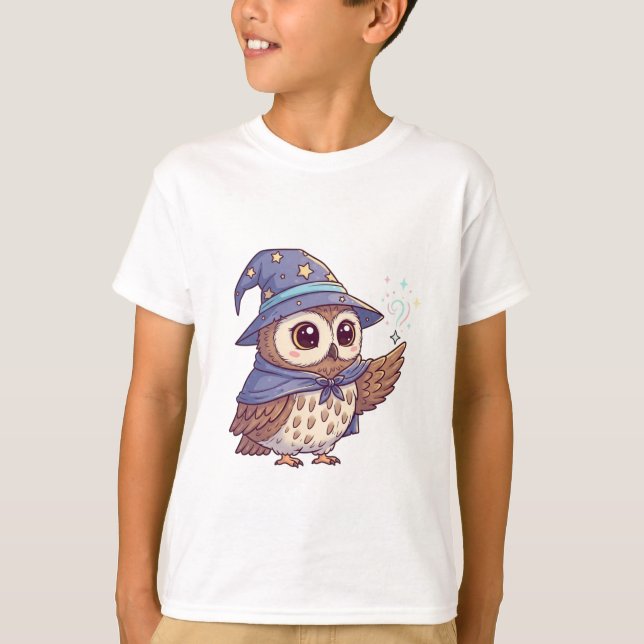 Wizard Owl Casting a Spell T-Shirt (Front)