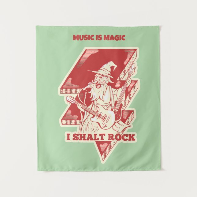Wizard playing guitar tapestry (Front)