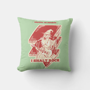 Wizard playing guitar throw pillow