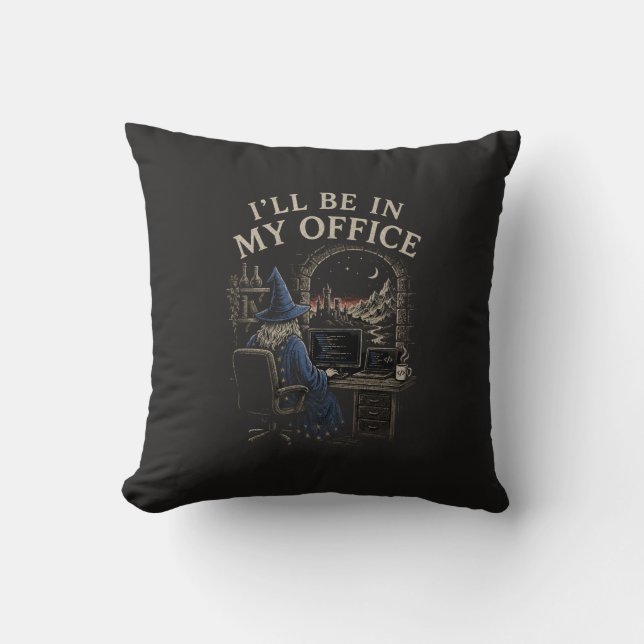 Wizard Programmer Coding Humour Throw Pillow (Front)
