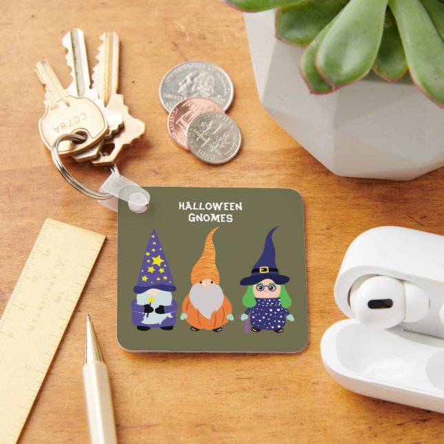 Wizard Pumpkin Witch Halloween Gnomes Keychain (Desk)