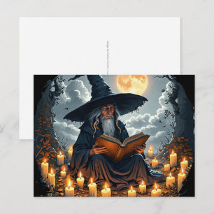 Wizard reading a Book - Wicca Halloween 2 Postcard