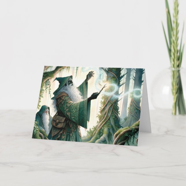 Wizard Showing a New Spell "Happy Birthday!" Card (Front)