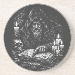 Wizard Studying the Grimoire — by BurnsInHell Coaster