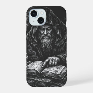 Wizard Studying the Grimoire — by BurnsInHell iPhone 15 Case