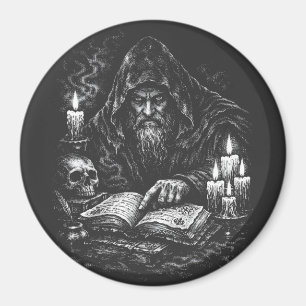 Wizard Studying the Grimoire — by BurnsInHell Magnet