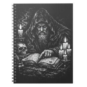 Wizard Studying the Grimoire — by BurnsInHell Notebook
