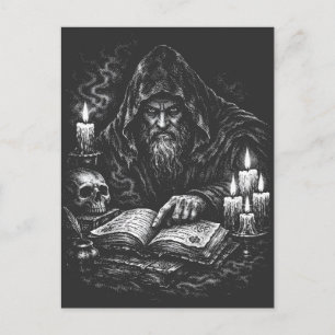 Wizard Studying the Grimoire — by BurnsInHell Postcard