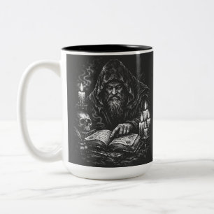 Wizard Studying the Grimoire — by BurnsInHell Two-Tone Coffee Mug