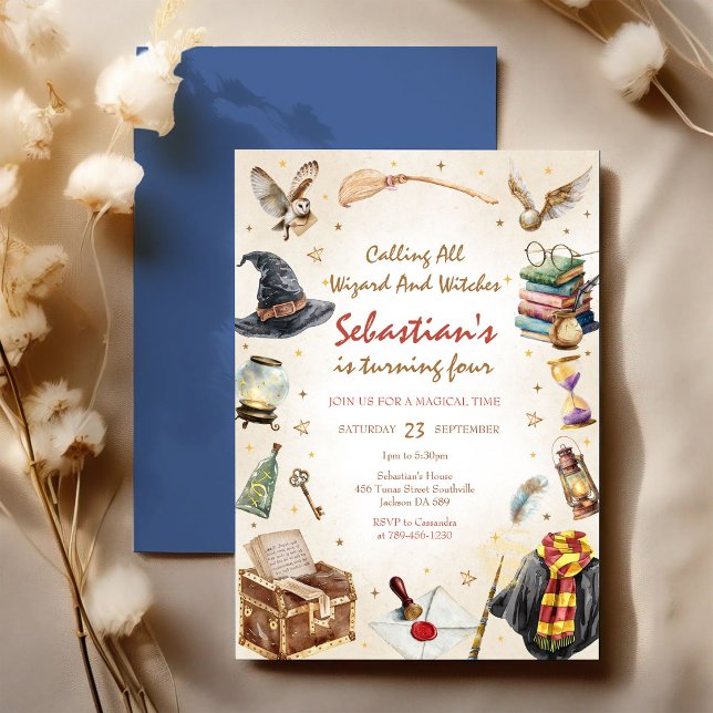 Wizard Witches Magical School Wizardry Birthday Invitation (Creator Uploaded)
