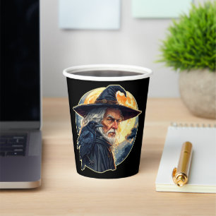 Wizard with a Raven - Halloween Fan Fun 2 Paper Cups