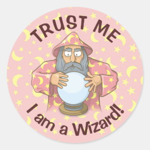 Wizard with Ball Classic Round Sticker