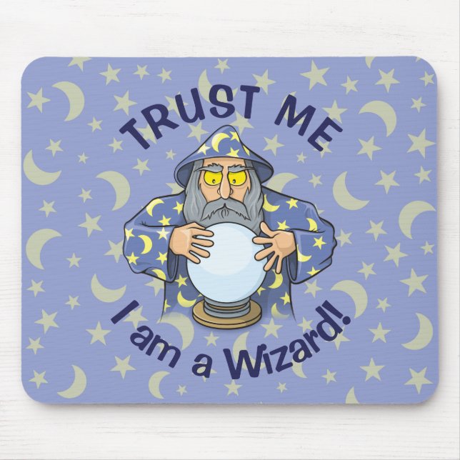 Wizard with Ball Old wizard with blue cape looking Mouse Pad (Front)