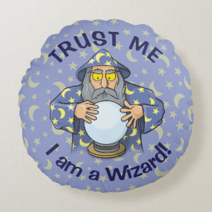 Wizard with Ball Round Pillow