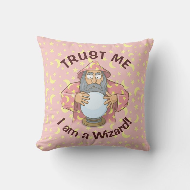 Wizard with Ball Throw Pillow (Front)