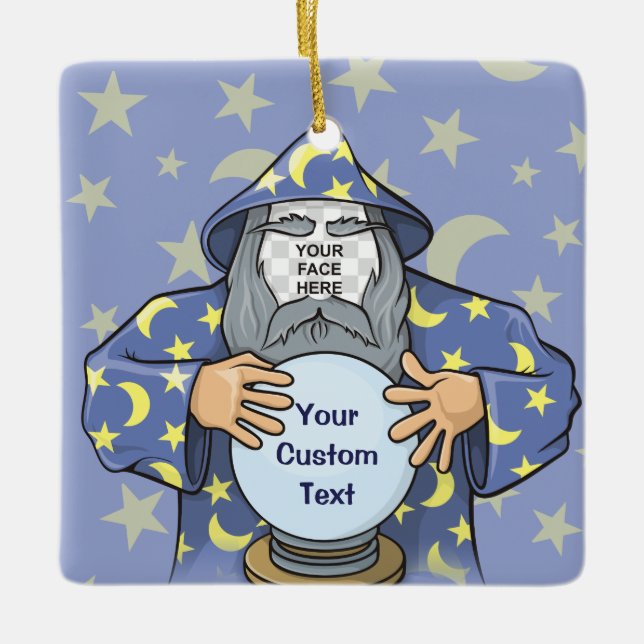 Wizard with your face ceramic ornament (Front)