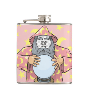 Wizard with your face hip flask