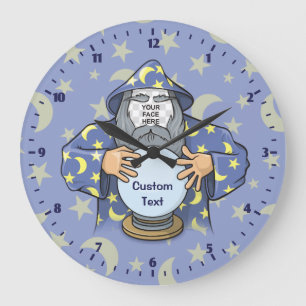 Wizard with your face large clock
