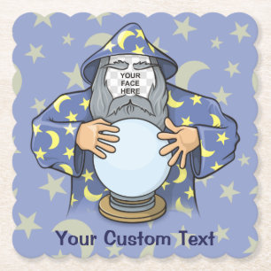 Wizard with your face paper coaster