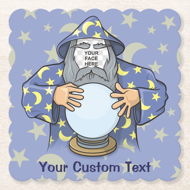 Wizard with your face paper coaster (Front)