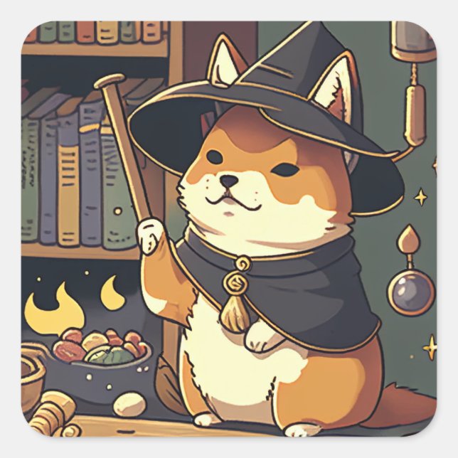Wizarding Shiba Inu Square Sticker (Front)