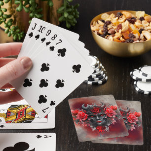 Wizardry Dark Horned Demon with Glowing Red Eyes Playing Cards