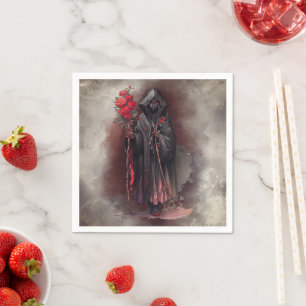 Wizardry Shadowy Dark Witch Glowing Red Eyes Napkin