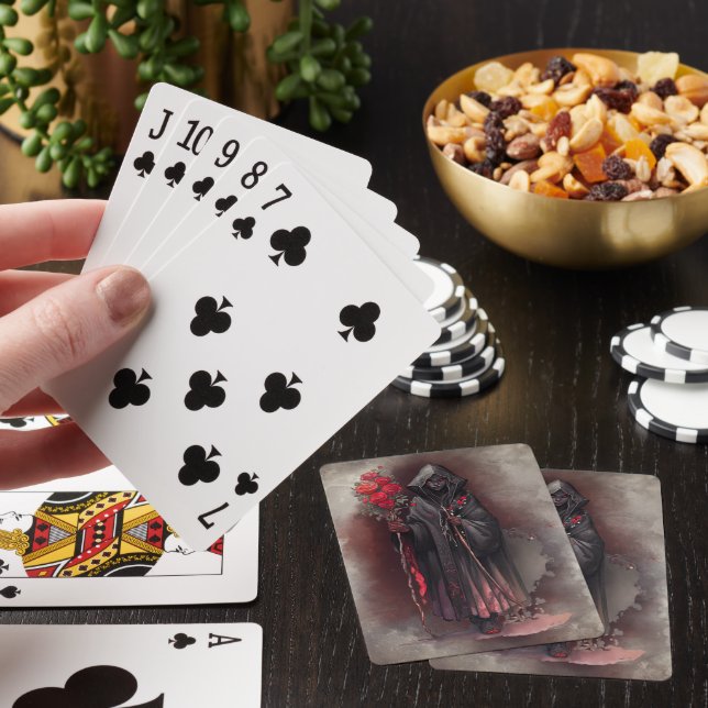 Wizardry | Shadowy Dark Witch Glowing Red Eyes Playing Cards (In Situ)