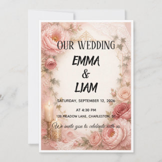 Wl Botanical Garden Candlelight Wedding Invitation