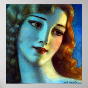 Władysław T. Benda Head of Girl with Long Blond Poster