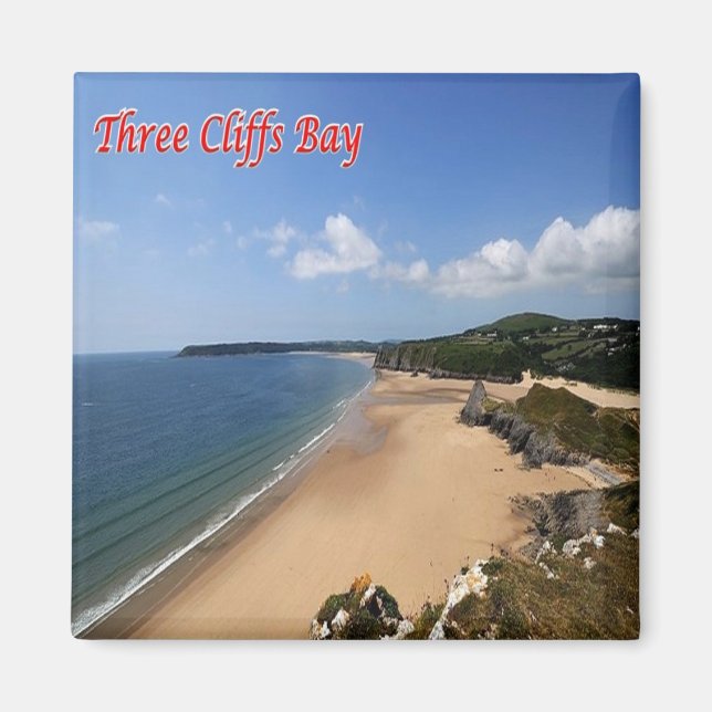 WLS010 THREE CLIFFS BAY, Wales, Europe, Fridge Magnet (Front)