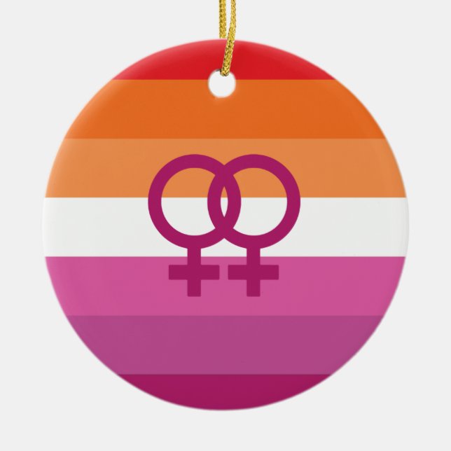 WLW Lesbian Pride Flag Ceramic Ornament (Front)