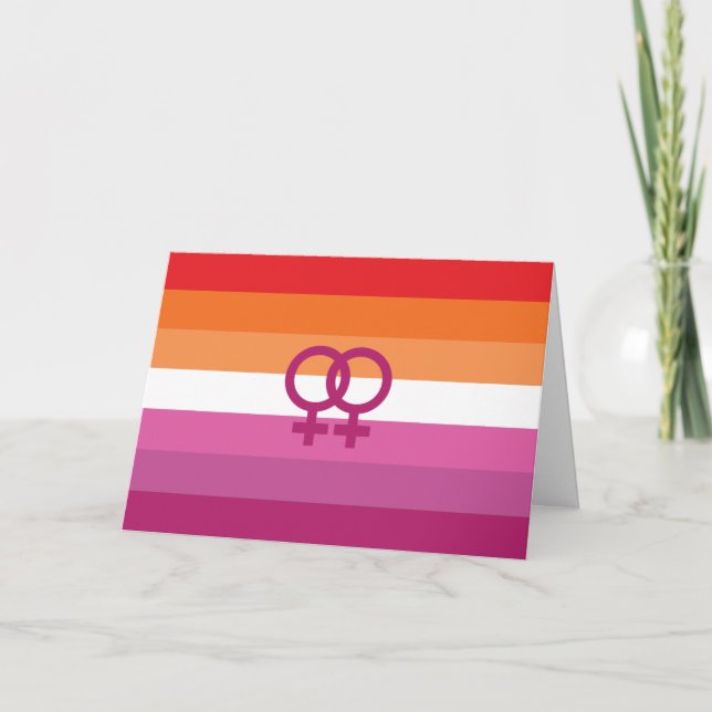 WLW Lesbian Pride Flag Holiday Card (Front)